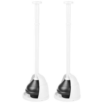 mDesign Plastic Freestanding Toilet Plunger and Storage Cover Set, 2 Pack, White