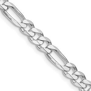 Black Bow Jewelry 5.25mm Rhodium Plated Sterling Silver Solid Figaro Chain Necklace - 1 of 4
