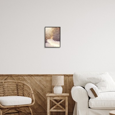 Snowy Winter Path Landscape Black Framed Canvas Print, 11 x 14
