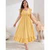 Whizmax Women's Plus Size Summer Dress with Pocket Ruffle Cap Sleeveless V Neck Side Split Long Beach Maxi Dress Yellow Flower 5XL - 2 of 4