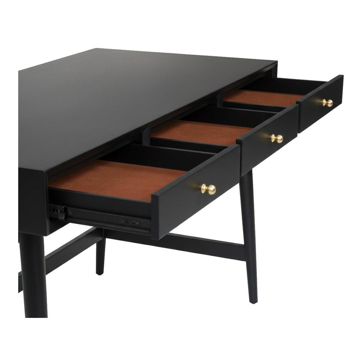 Flynn Large Mid-Century Desk in Black | Alpine Furniture - thumbnail 6