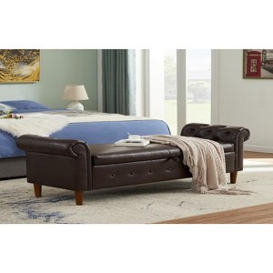 NicBex 63 Inch Storage Ottoman,Entryway Bench with Wood Legs for Bedroom and Living Room - 1 of 4