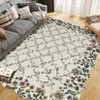 Floral Irregular Edge Carpet Indoor Non Slip Washable Boho Vintage Entry Rug Low Pile Throw Rugs for Entryway - 2 of 4