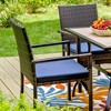 3pc Patio Dining Set with 22" Square Metal Table with Umbrella Hole & 2 Rattan Chairs - Black - Captiva Designs - 4 of 4