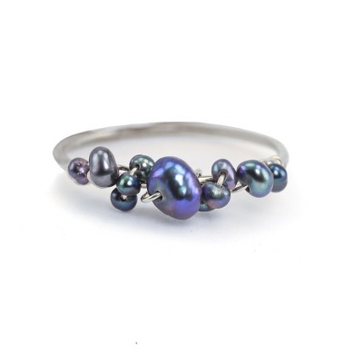 silver with dark pearls