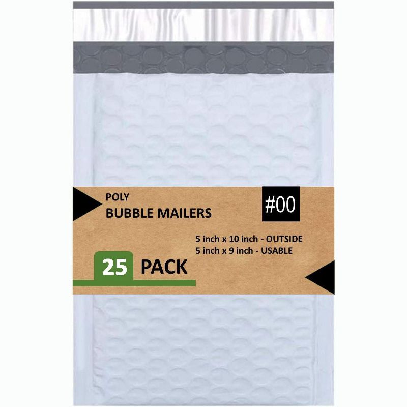 Link Size #00 5"x10" Poly Bubble Mailer Self-Sealing Waterproof Shipping Envelopes Pack Of 25/50/100/250, 1 of 6