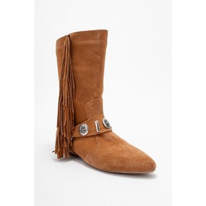 Selora - Cognac Suede Leather Buckle Western Boot (Women) cognac brown suede 7 Forever & Always Shoes US - 1 of 4