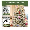 6ft/7.5ft/9ft Pre-lit Snow Flocked Christmas Tree with Remote, Hinged Pine Christmas Tree and Foldable Base for Home, Party Decoration - 4 of 4