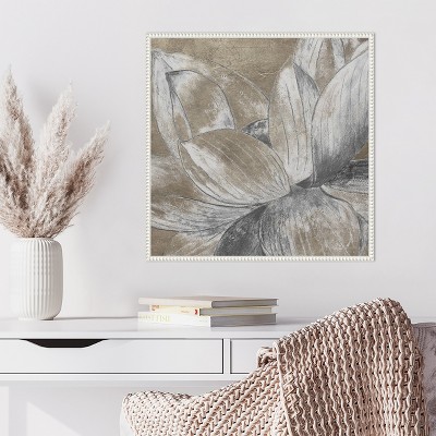 Beaded Framed Lotus Blossom Canvas Wall Art 22 x 22-in