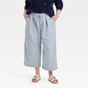 Women's High-Rise Cropped Two Way Denim Trousers - Universal Thread™ - 1 of 3