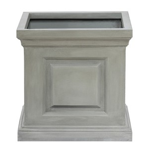 LuxenHome Gray MgO Square Box Flower Pot Planter - 1 of 4
