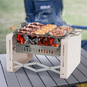 SEVOBAL Outdoor Grills, Griddles and Smokers Portable Charcoal Grill, BBQ with Dual Cooking Surfaces for Outdoor Enjoy, Beige, 16.33"*4.82"*12.8" - 1 of 4