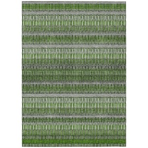 Green And Ivory Striped Washable Indoor Outdoor Area Rug - 1 of 4