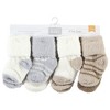 Hudson Baby Infant Boy Cozy Chenille Newborn and Terry Socks, Gray Taupe Stripe - 2 of 4