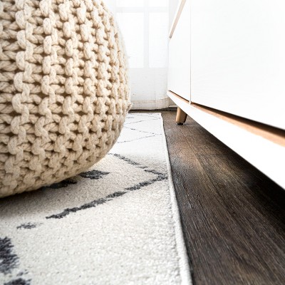 Ivory and Gray Moroccan Geometric Short Pile Area Rug
