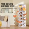 VEVOR 7 Tiers Rotating Shoe Rack Tower, 360°Spinning Shoe Display, Revolving Shoe Rack Storage Round Carousel, Lazy Susan Shoe Rack Organizer, White - 3 of 4