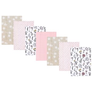 Hudson Baby Infant Girl Flannel Burp Cloth 7pk, Dandelion Wish, One Size - 1 of 4