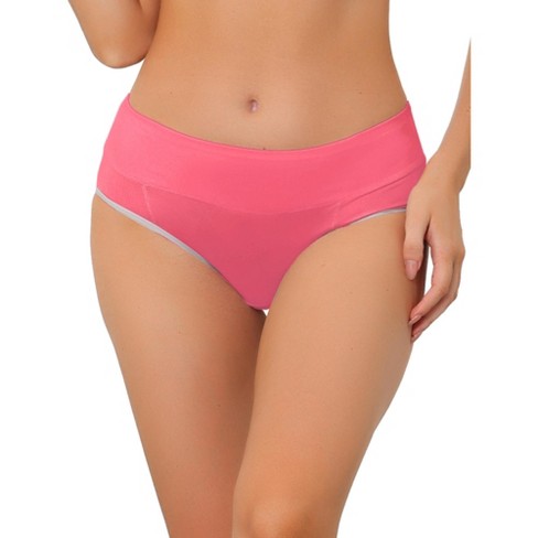 Allegra K Women's Elastic Waist Athletic Color-Block Available in Plus Size  Briefs Dark Pink X-Small