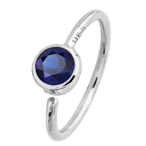 Jewelry Avalanche 20G 14K Gold Bezel Set Blue Sapphire Nose Hoop Ring, 8mm Twist-open - 1 of 3
