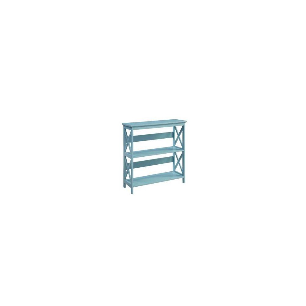 Photos - Garden & Outdoor Decoration 32.5" Oxford 3 Tier Bookcase Aqua Green - Breighton Home: Modern X-Pattern