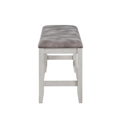 Richland White and Brown Counter Height Dining Bench