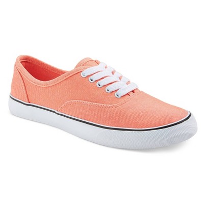 neon coral sneakers