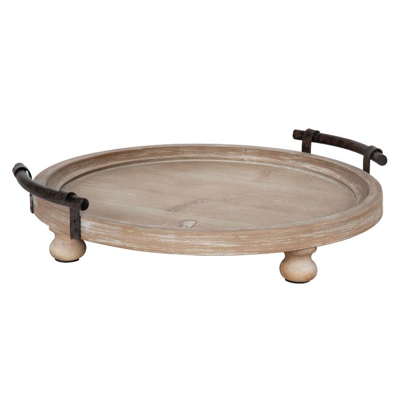 Kate and Laurel Bruillet Round Wooden Footed Tray, 1 of 6