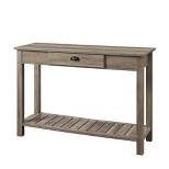 June Rustic Farmhouse Entry Table with Lower Shelf Gray Wash - Saracina Home