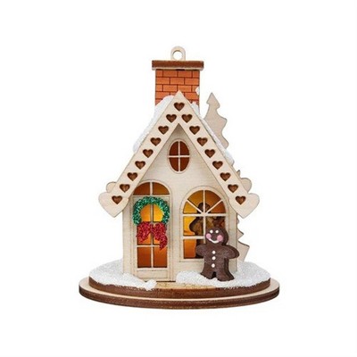 Old World Christmas Ginger Cottage Wooden Ornament for Christmas Tree, Gingerbread Cottage