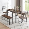 5 Piece Dining Table Set, Kitchen Table with 2 Chairs and 2 Benches, Kitchen Dining Table Set for 6, Breakfast Table for Living Room Restaurant - 2 of 4