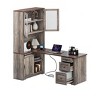 L-Shaped Farmhouse Executive Desk With Hutch & Drawers Wood Corner Computer Desk With Built-In Power Outlet - 2 of 4