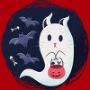 Junior's Design By Humans halloween ghost cat By ArtStyleAlice T-Shirt - 2 of 2