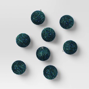 9ct Christmas Tinsel Ball Ornament Set Blue Green - Wondershop™ - 1 of 4