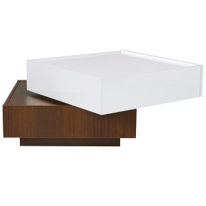 NicBex 2-Tier Square Coffee Table Center Dining Table with with Swivel Tabletop and Storage for Living Room - 1 of 4
