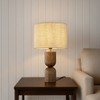 ALOADECOR 24'' Japandi Honey Brown Wood Base Bedside Table Lamp Modern Classic Nightstand Lamp with Beige Linen Fabric Shade for Bedroom - 3 of 4