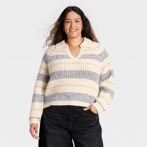 Women's Chunky Polo Collar Pullover Sweater - Universal Thread™ - 1 of 3
