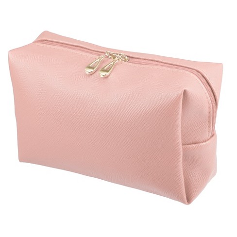 Unique Bargains Women Travel Cosmetic Bag Waterproof Pu Leather Case Makeup Bag 1 Dark Pink : Target