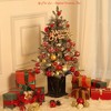 3ft Pre-Lit Artificial Christmas Tree with Snow Flocked Design, 78 Warm White LED Lights, Red Berries, Vintage Pot, Xmas Holiday Decor - 2 of 4