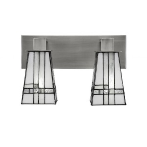 Toltec Lighting Apollo 2 - Light Vanity in  Graphite with 5" Square New Deco Art Glass Shade - 1 of 1