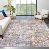 4'x6' Modern Abstract Area Rug, Machine Washable, Non-Slip, Low Pile, Foldable Distressed Rug for Living Room, Bedroom, Kitchen, Yellow - 2 of 4