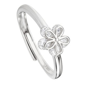 Women's Silver - Toned Copper Flower - Shaped Plain Ring - 1 of 4