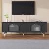 YOOCOZZ Stylish Style TV Stand for TVs Up to 78'' with Adjustable Shelves, Gold Handles and Arch Fluted Glass Doors - 2 of 4