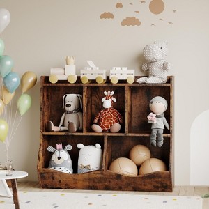 3-Tier Kids Bookshelf and Toy Storage, Toddler 5 Cubby Toy Storage Cabinet, Children Small Bookcase for Bedroom, Playroom, School, Living Room - 1 of 4