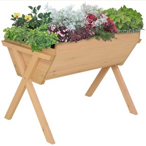 39'' x 28'' Raised Garden Bed with Legs, Elevated Wooden Planter Box with Bed Liner for Vegetables Flowers Herbs Backyard Patio Balcony - 1 of 4