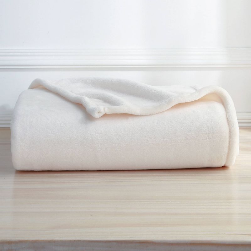 50&#34;x60&#34; 300 Recycled Velvetloft Throw Blanket Cream - Berkshire Blanket &#38; Home Co., 3 of 4