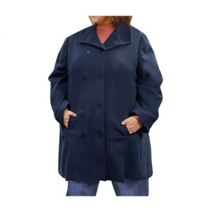 Women's Long Sleeve Peacoat - Plus Size - On The Plus Side - 1 of 4