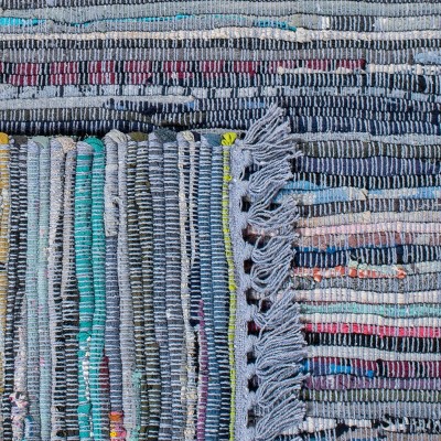 Handwoven Striped Cotton Runner Rug in Gray - 2'3" X 7'