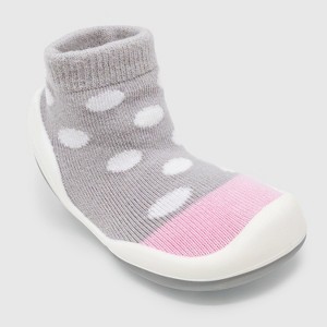 Komuello Baby  Girl First Walk Sock Shoes Dots & Stripes - 1 of 4
