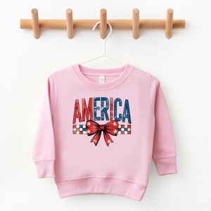 The Juniper Shop Coquette America Checkered Toddler Sweatshirt - 5/6T - Pink - 1 of 4