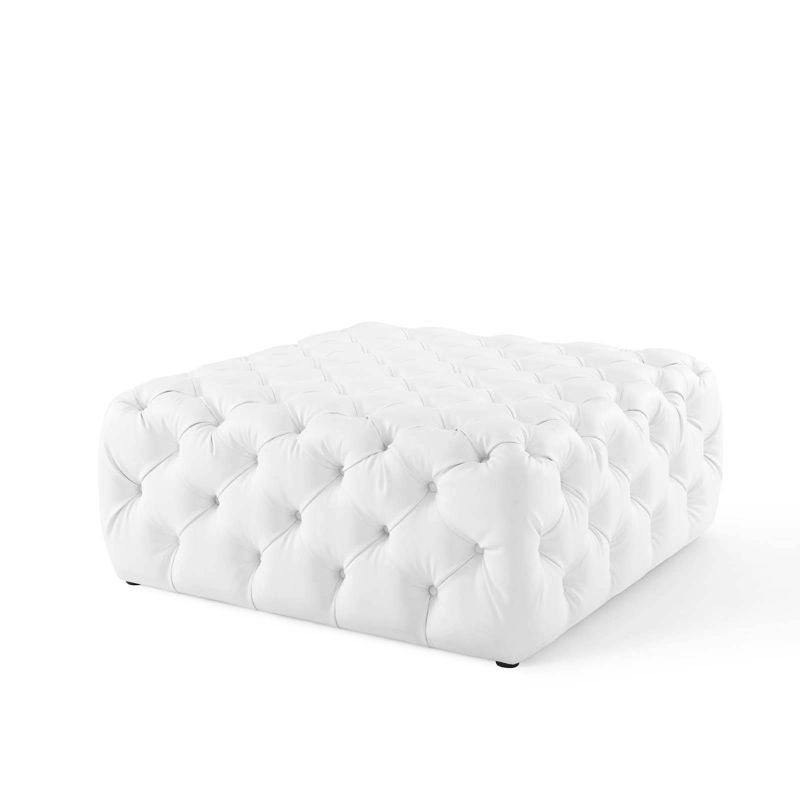 Amour Tufted Button Large Square Faux Leather Ottoman White - Modway, 4 of 9